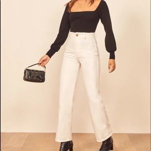 Reformation High-Rise Wide-Leg Jeans in Off-White